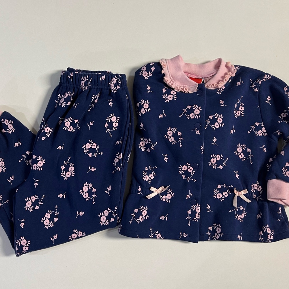 *1992 Kidding around Matching Set Sweatshirt Pants 2pc Blue and Pink 4T